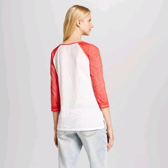 Zoe+Liv Christmas Holiday "Believe" Raglan 3/4 Sleeve Graphic TShirt NWT Size M - Picture 2 of 5